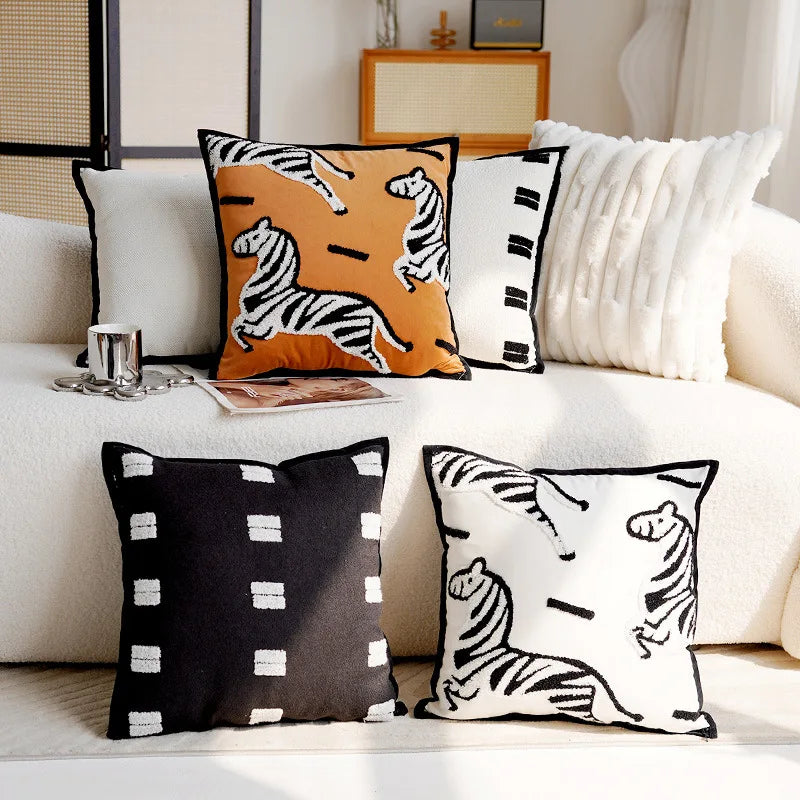 Stylish Embroidered Horse Print Throw Pillow for Home