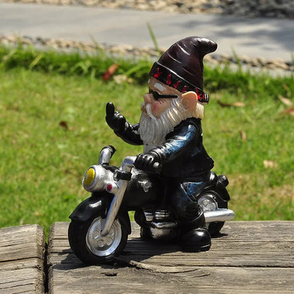 Fun Garden Gnome on Bike Resin Statue