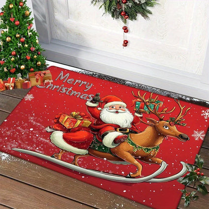 Fun Christmas Welcome Mat Santa Gingerbread Design
