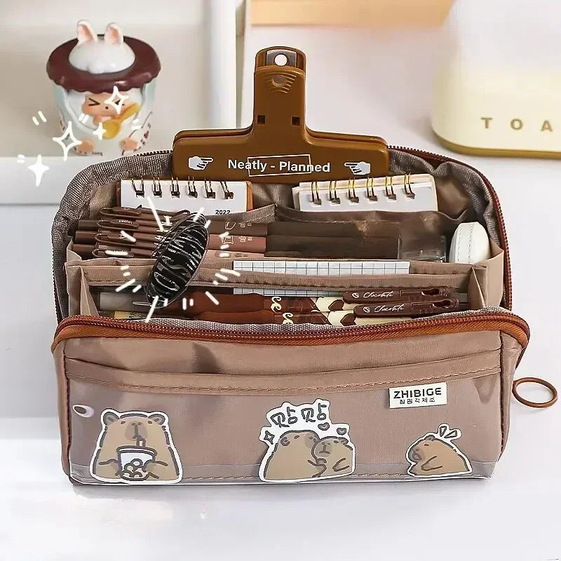 Clear Pencil Case with 10 Pockets