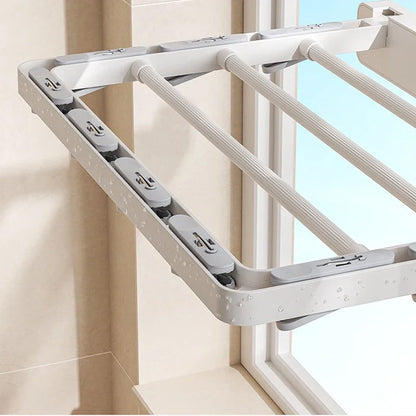 Compact Wall Mounted Folding Dryer Rack with Clips