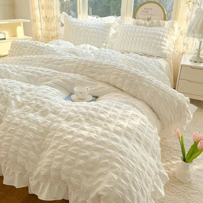 Soft Ruffled Bedroom Duvet Cover Set