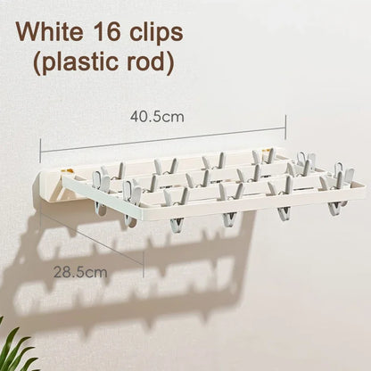 Compact Wall Mounted Folding Dryer Rack with Clips