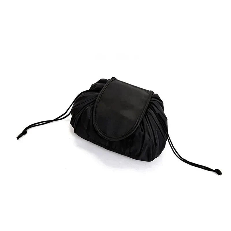 Large Black Makeup Storage Bag with Drawstring Closure