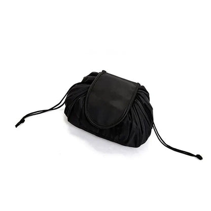 Large Black Makeup Storage Bag with Drawstring Closure