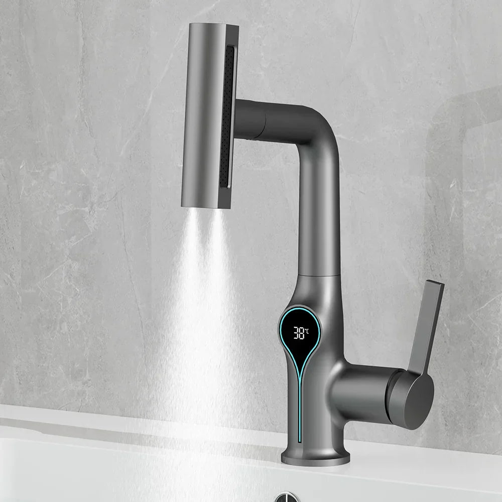 Modern Faucet with LED Temperature and Spray Nozzle
