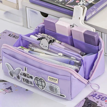 Clear Pencil Case with 10 Pockets