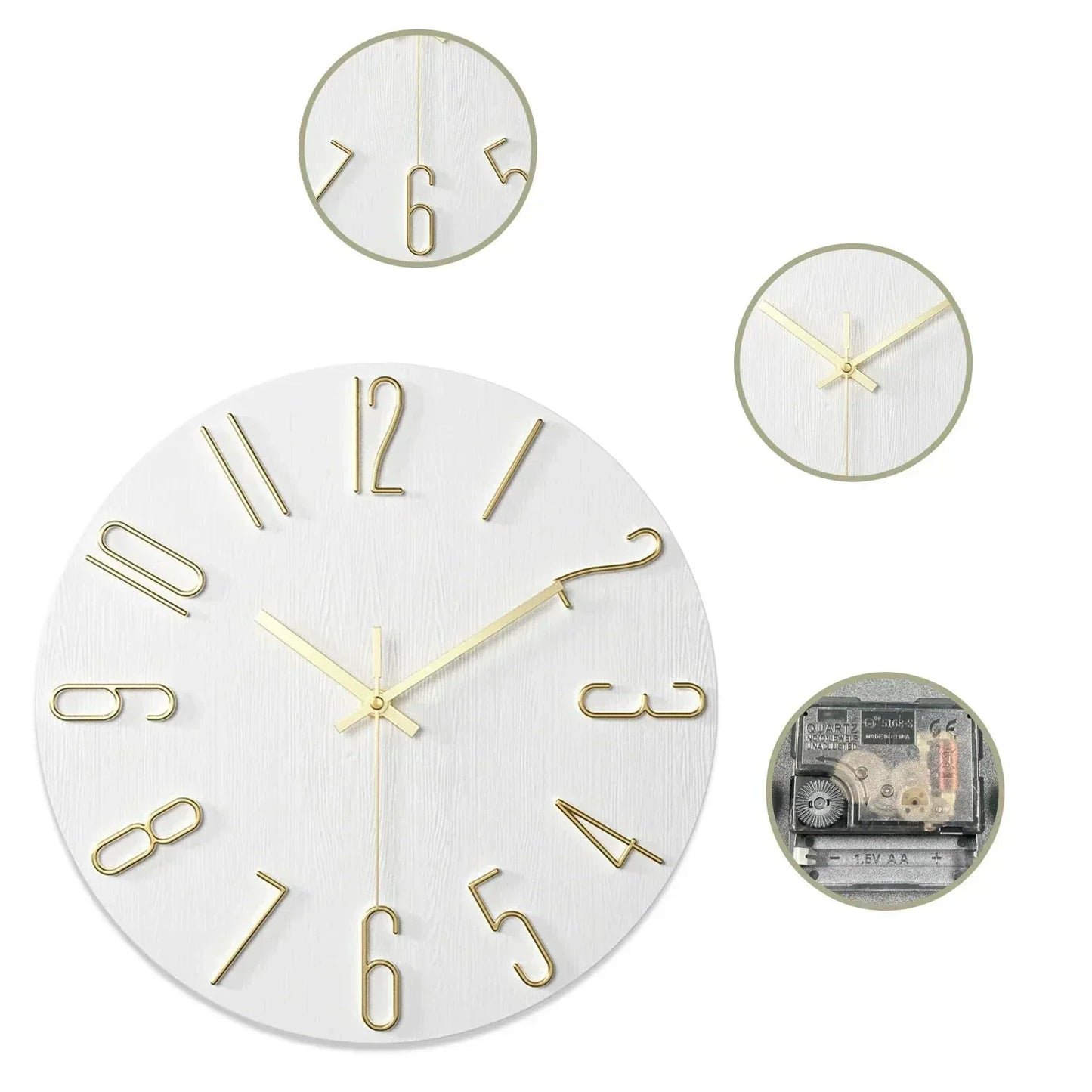 Simple Wooden Wall Clock – Quiet Quartz Modern Design