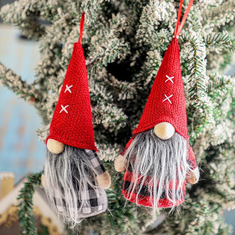 Christmas Plush Gnome Figurines with Bells & Holly
