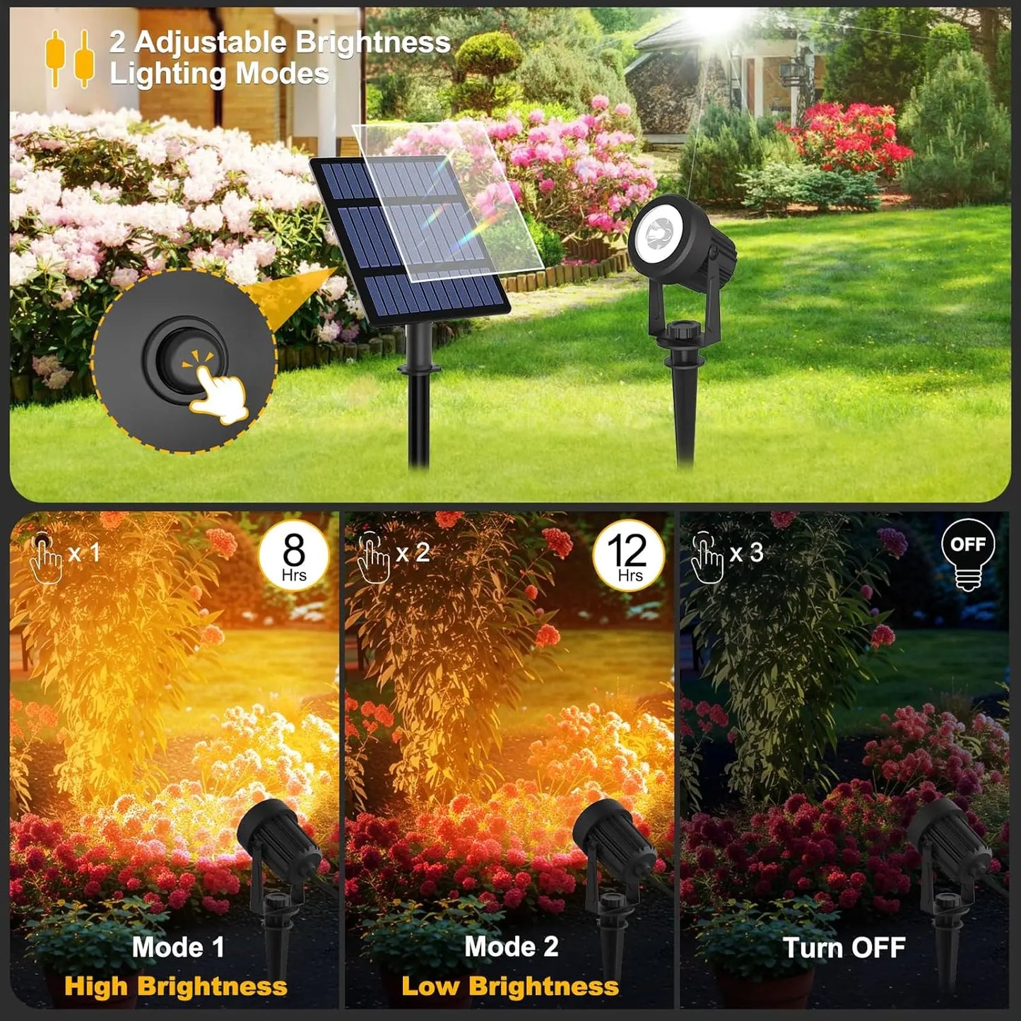 Solar Powered Garden Spot Light Warm White & Daylight