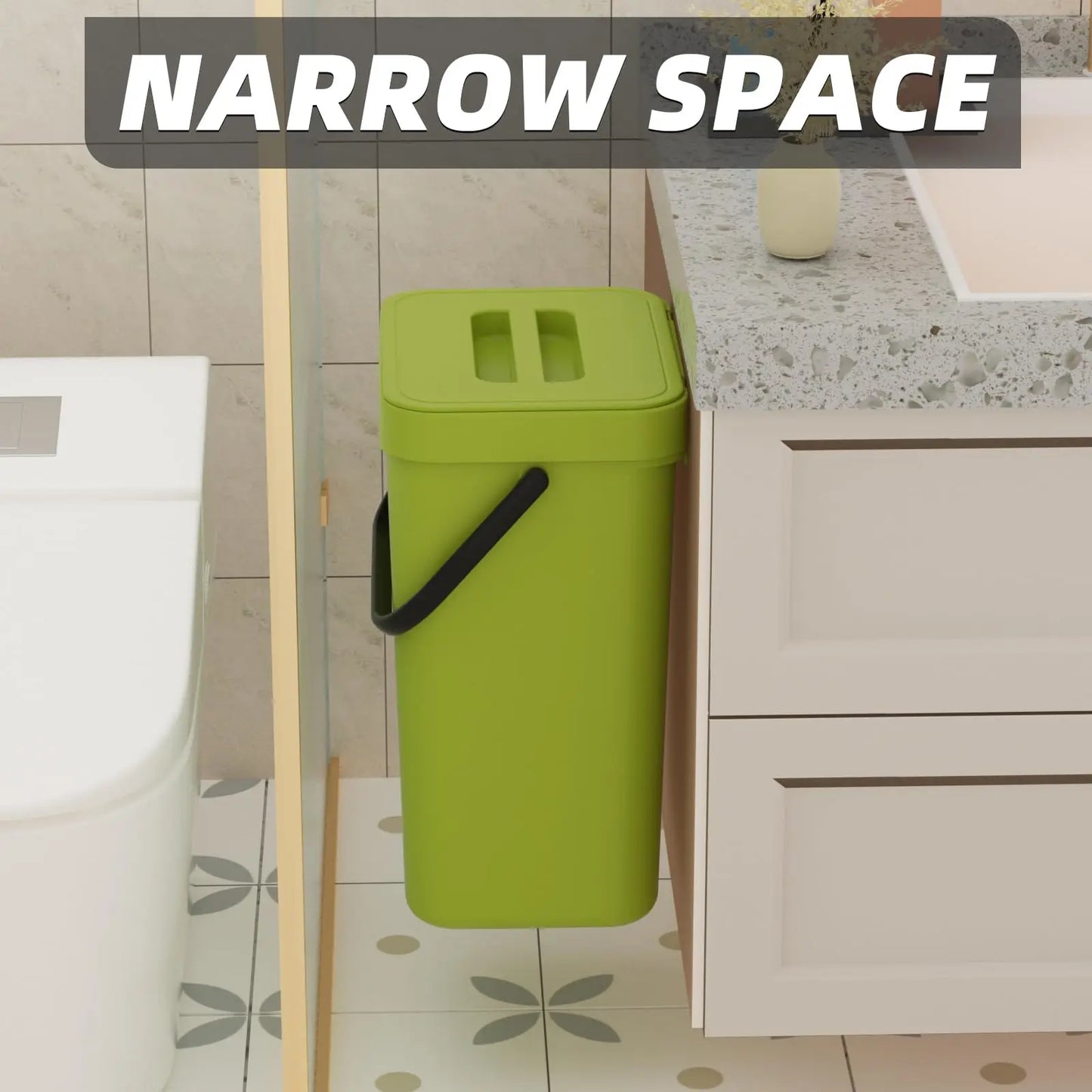 Small Space Saving Hanging Trash Can with Lid