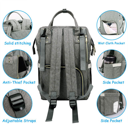Spacious USB Baby Diaper Bag Backpack