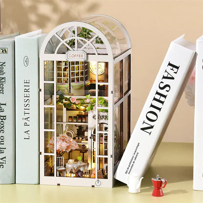 Cozy Mini Coffee Shop Book Nook Kit with LED Light - Fesara