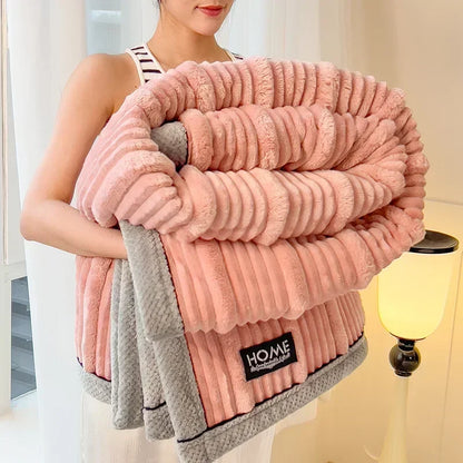 Plush Bunny Soft Blanket Extra Warm Coral Fleece