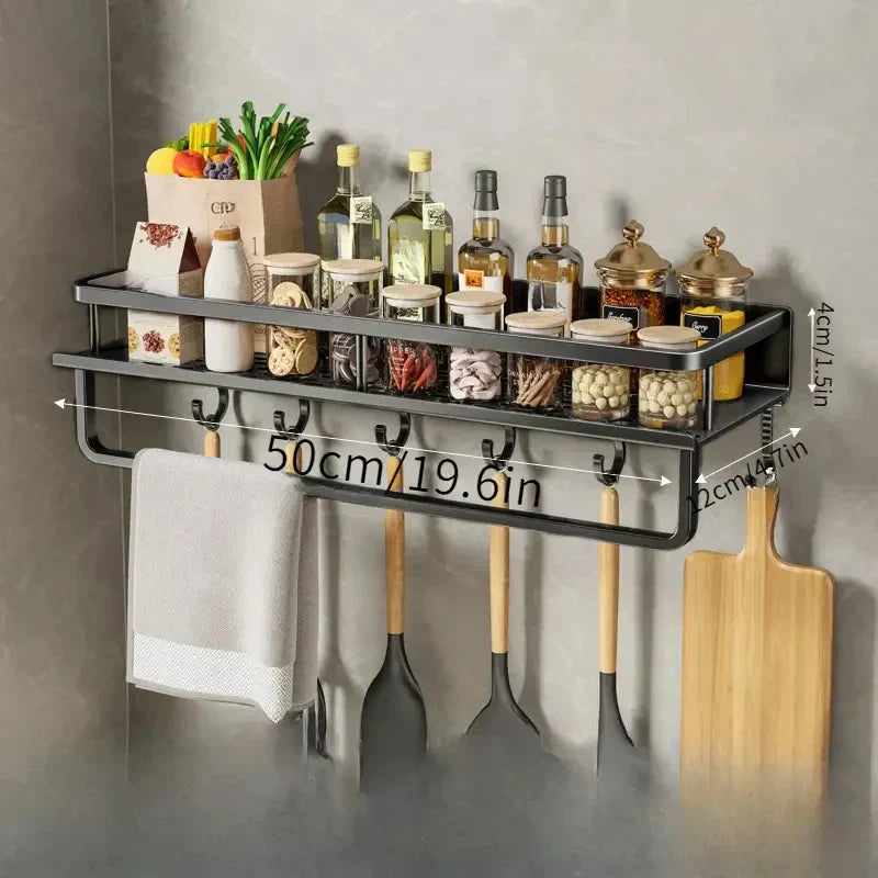 Space-Saving Kitchen Storage Rack with Hooks
