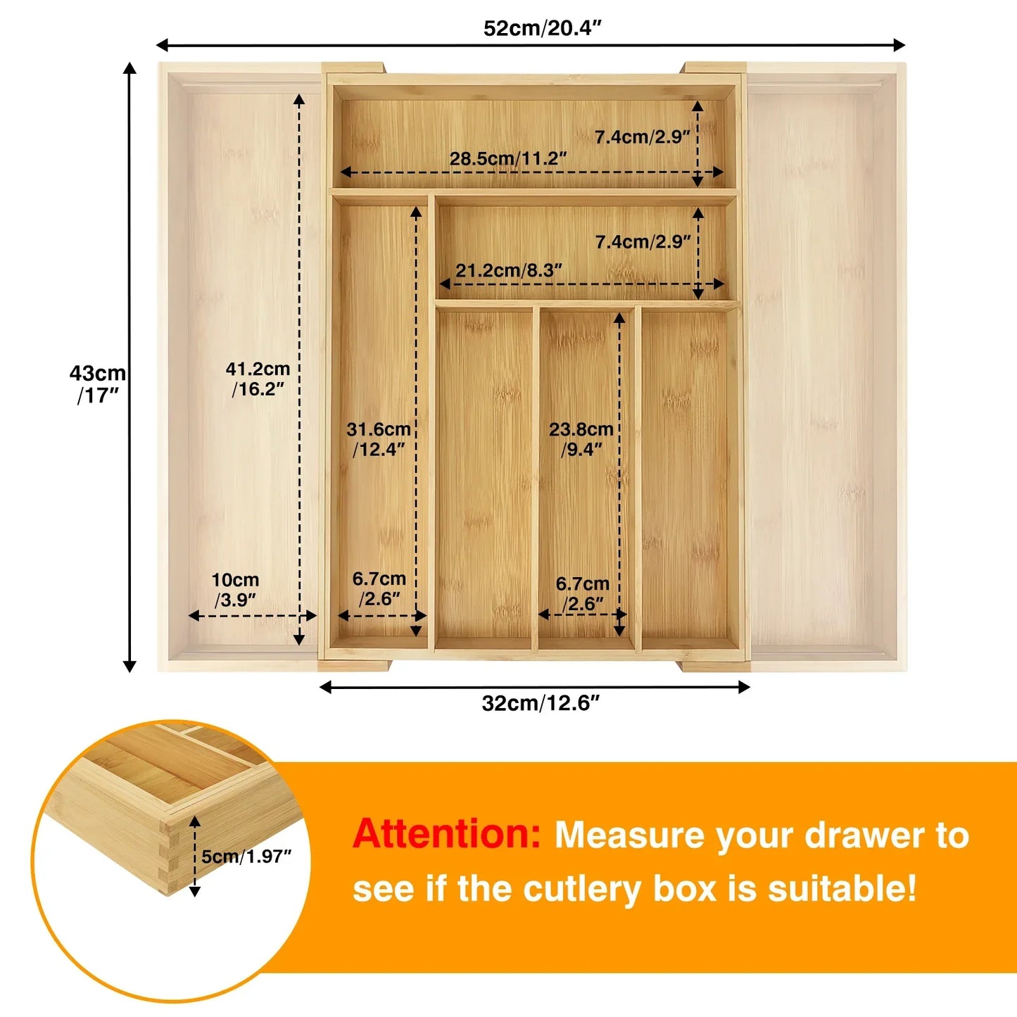 Eco Friendly Bamboo Cutlery Tray Organizer