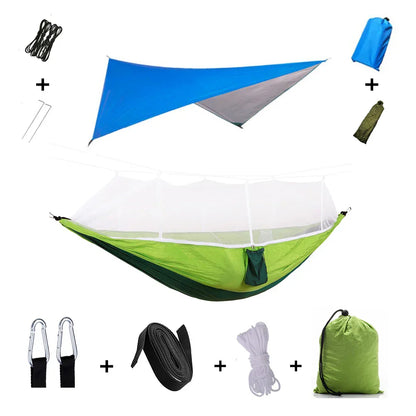 Lightweight Portable Camping Hammock with Bug Net & Rain Fly
