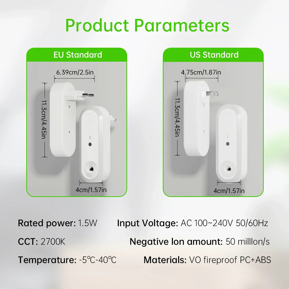 Compact Air Purifier with Night Light and Ion Technology