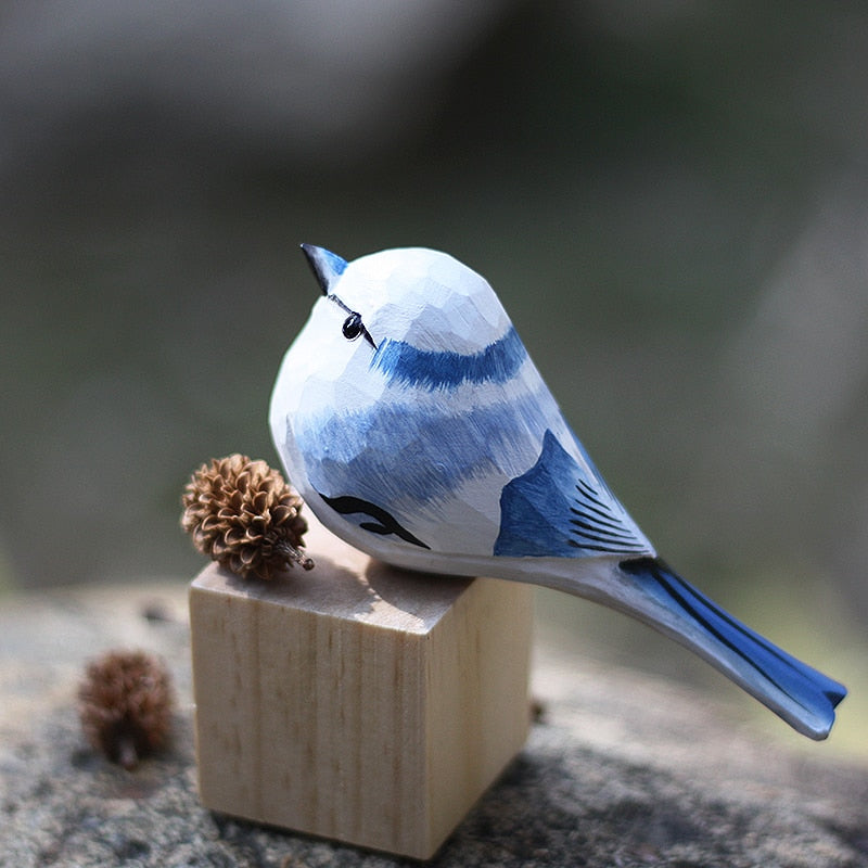Rustic Wood Carved Bird Decorations