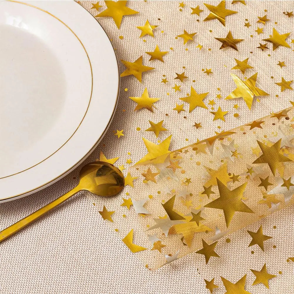 Luxury Metallic Table Runner with Star Design - Fesara