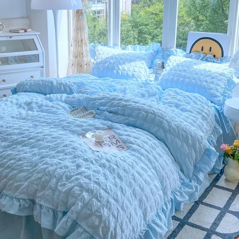 Soft Ruffled Bedroom Duvet Cover Set
