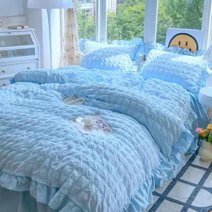 Soft Ruffled Bedroom Duvet Cover Set