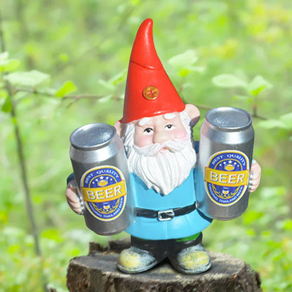Funny Beer Gnome Garden Statue Decor