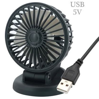 Portable Car Fan with USB and Cigarette Lighter Adapter