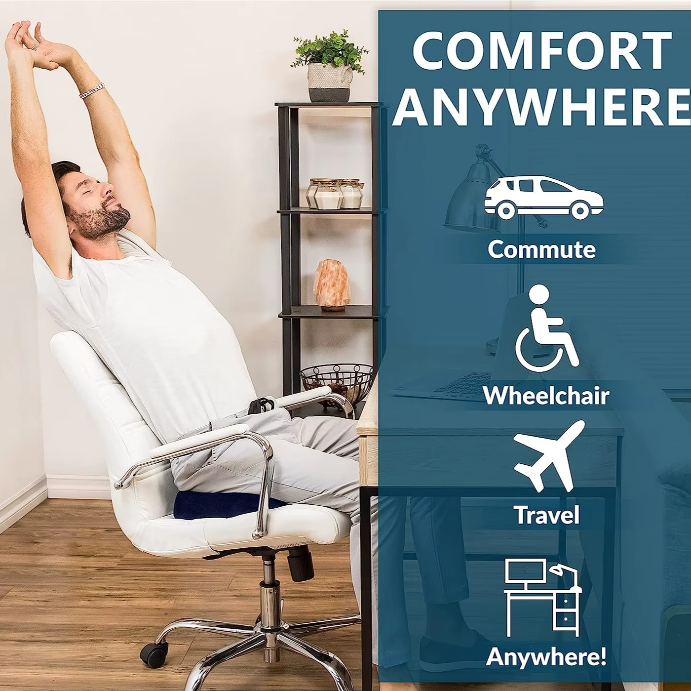 Comfortable Gel Cushion with Memory Foam and Grip Base