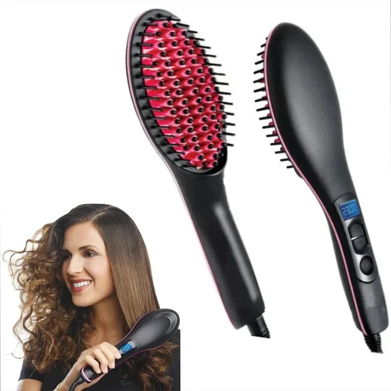 Fast Hair Straightening Brush with Heat - Fesara