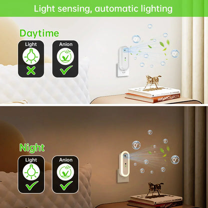 Compact Air Purifier with Night Light and Ion Technology
