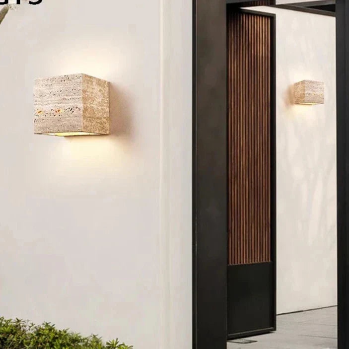 Simple Stone Outdoor LED Wall Sconce Light