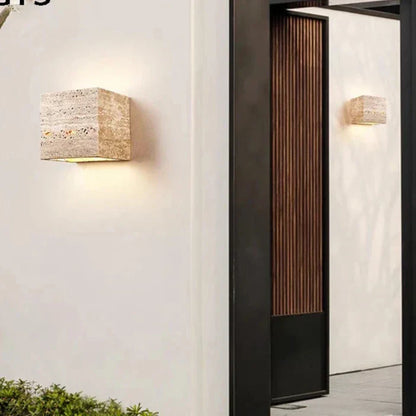 Simple Stone Outdoor LED Wall Sconce Light