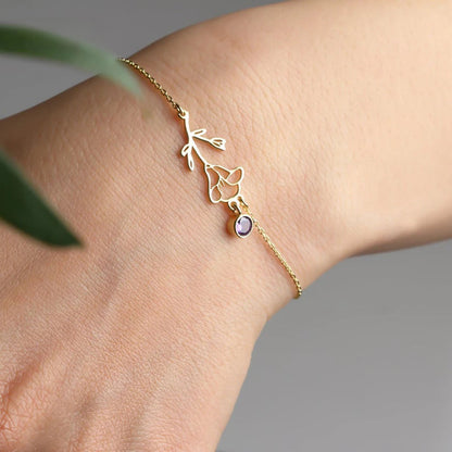 Delicate Birthstone and Flower Charm Bracelet - Fesara