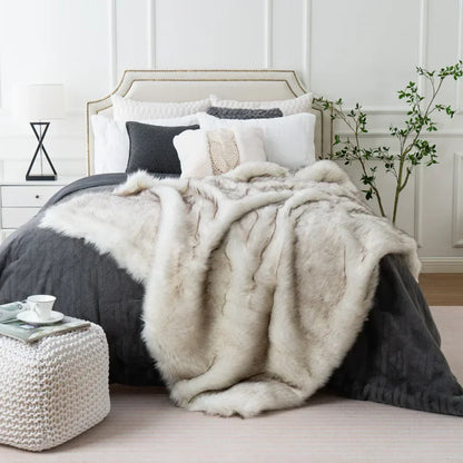 Plush Faux Fur Blanket - Soft Cozy Decorative Throw