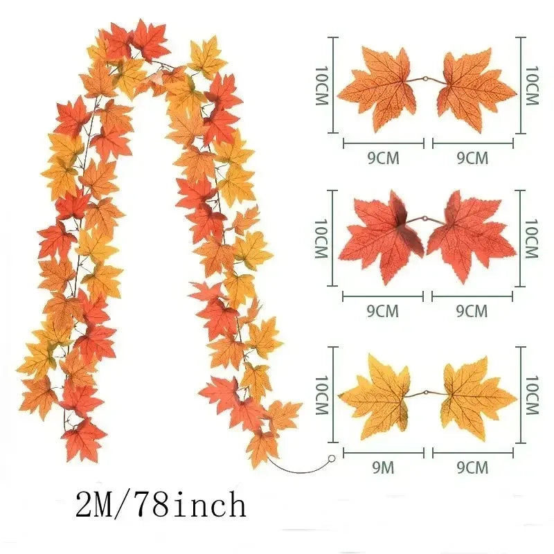 Autumn Maple Leaf Artificial Garland for Home Decor