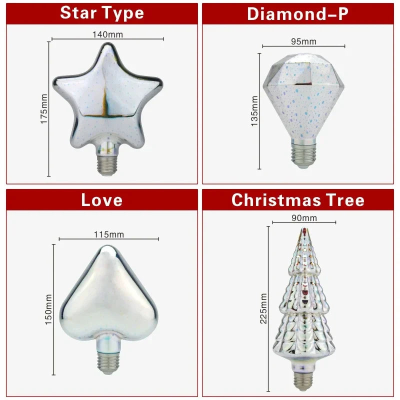 Colorful LED Globe Lamp with E27 Base and Firework Effect