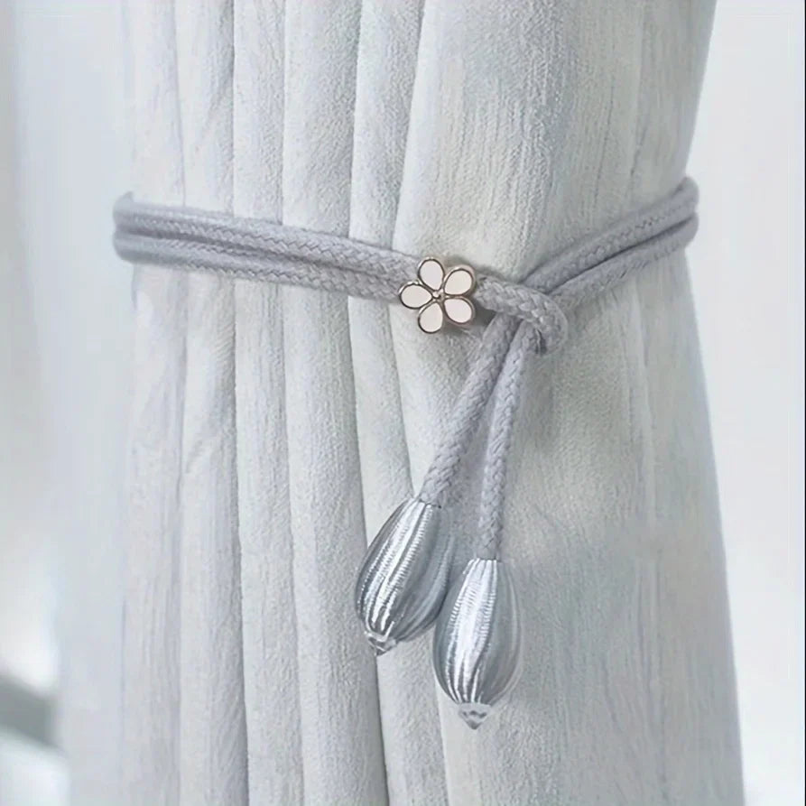 Easy Fit Curtain Tiebacks 2-Pack with Decorative Buckle