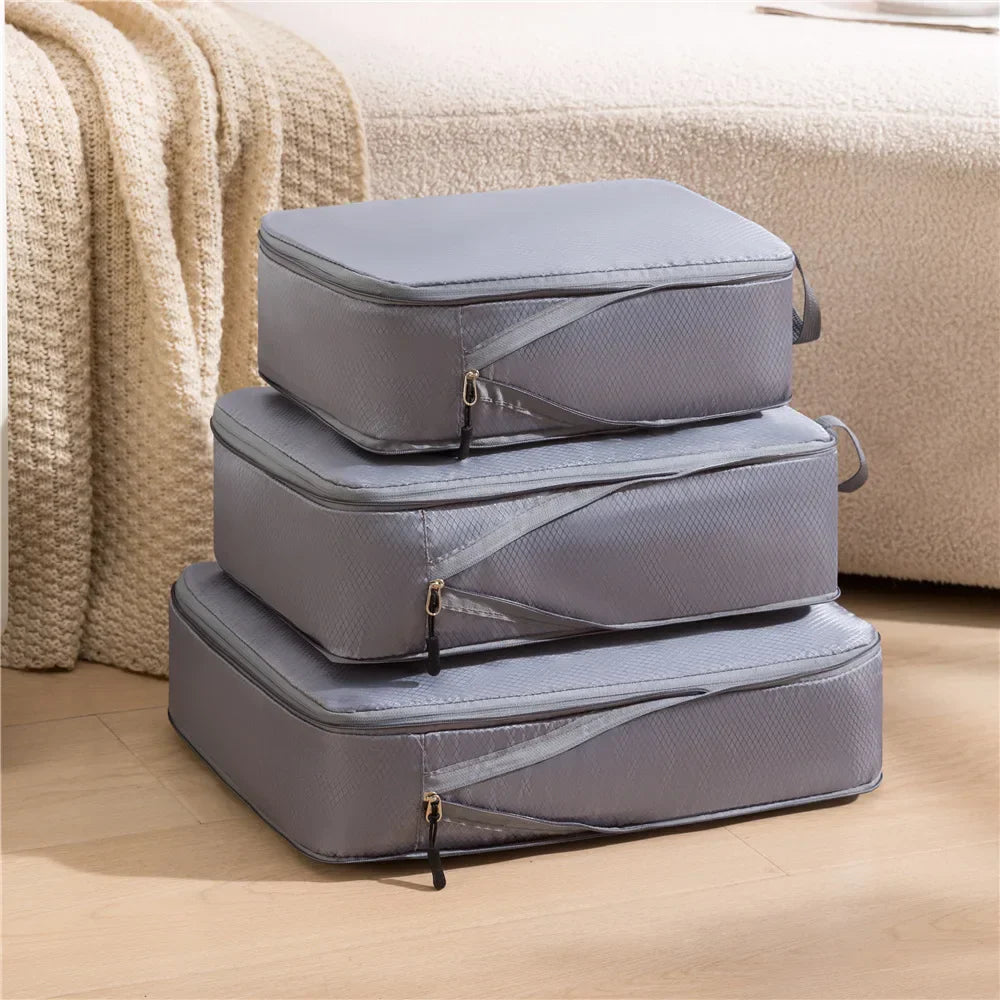 Compact Travel Bag Organizer Set 3-in-1 Waterproof Luggage Bags