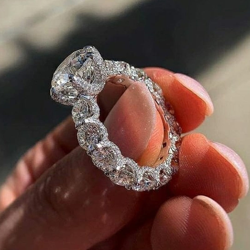 Elegant Sparkling Sterling Silver Gemstone Ring