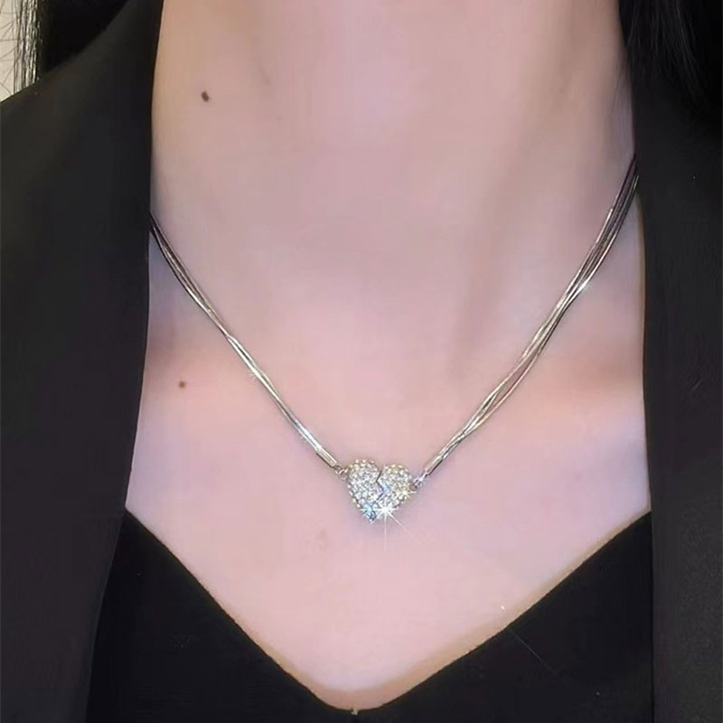 Sparkling Crystal Heart Magnetic Locket Necklace