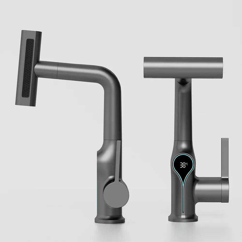 Modern Faucet with LED Temperature and Spray Nozzle