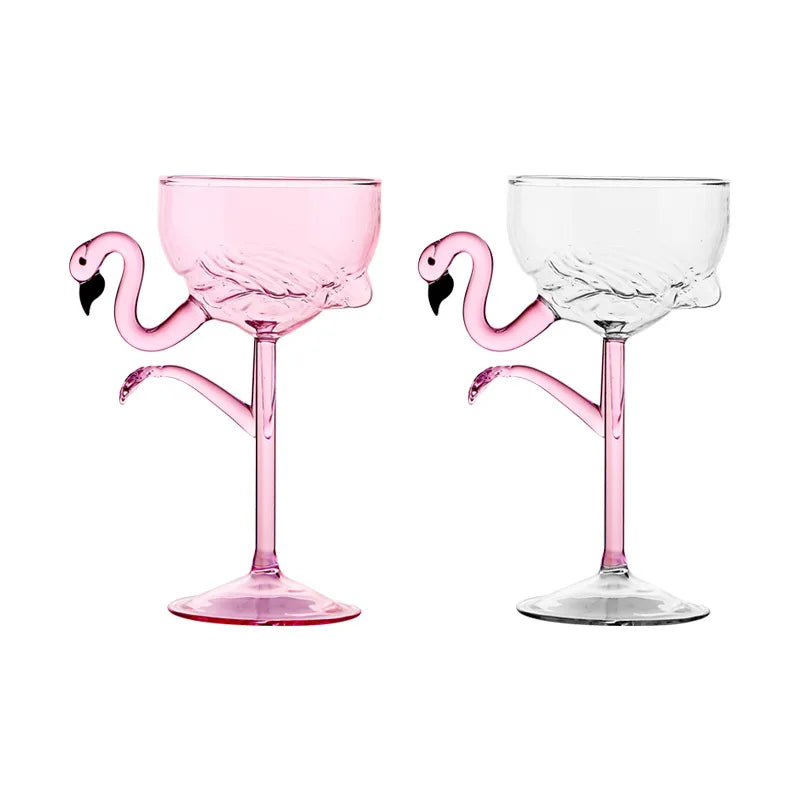 Colorful Flamingo Clear Drinkware Party Glasses