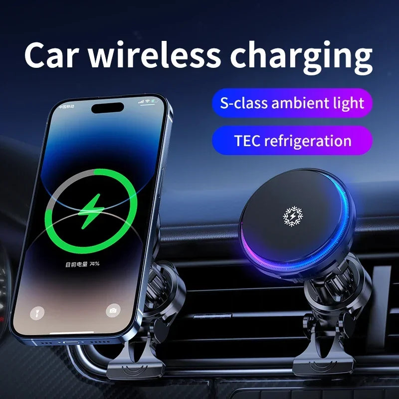Fast Wireless Car Charger with MagSafe & RGB Light