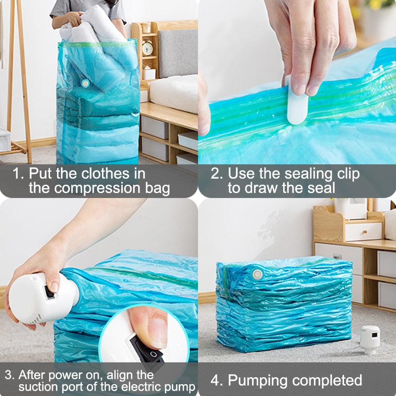 Compact Storage Bag with Vacuum Sealer Pump