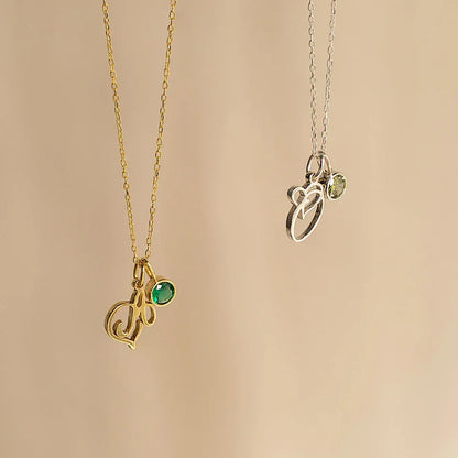 Delicate Birthstone Initial Heart Necklace Charm