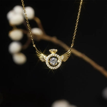Shiny Crystal Wing Pendant Necklace