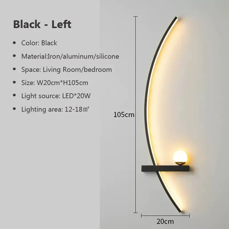 Modern Black Gold Wall Light Fixture