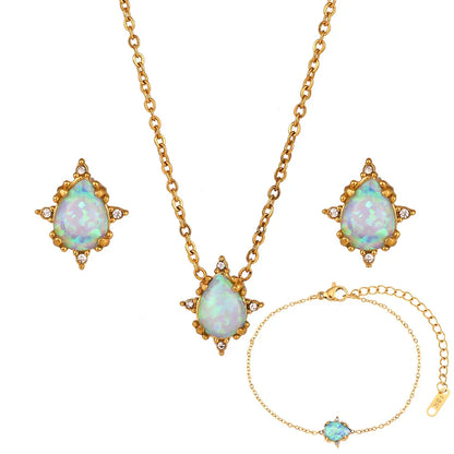 Delicate Sparkle Opal Jewelry Set
