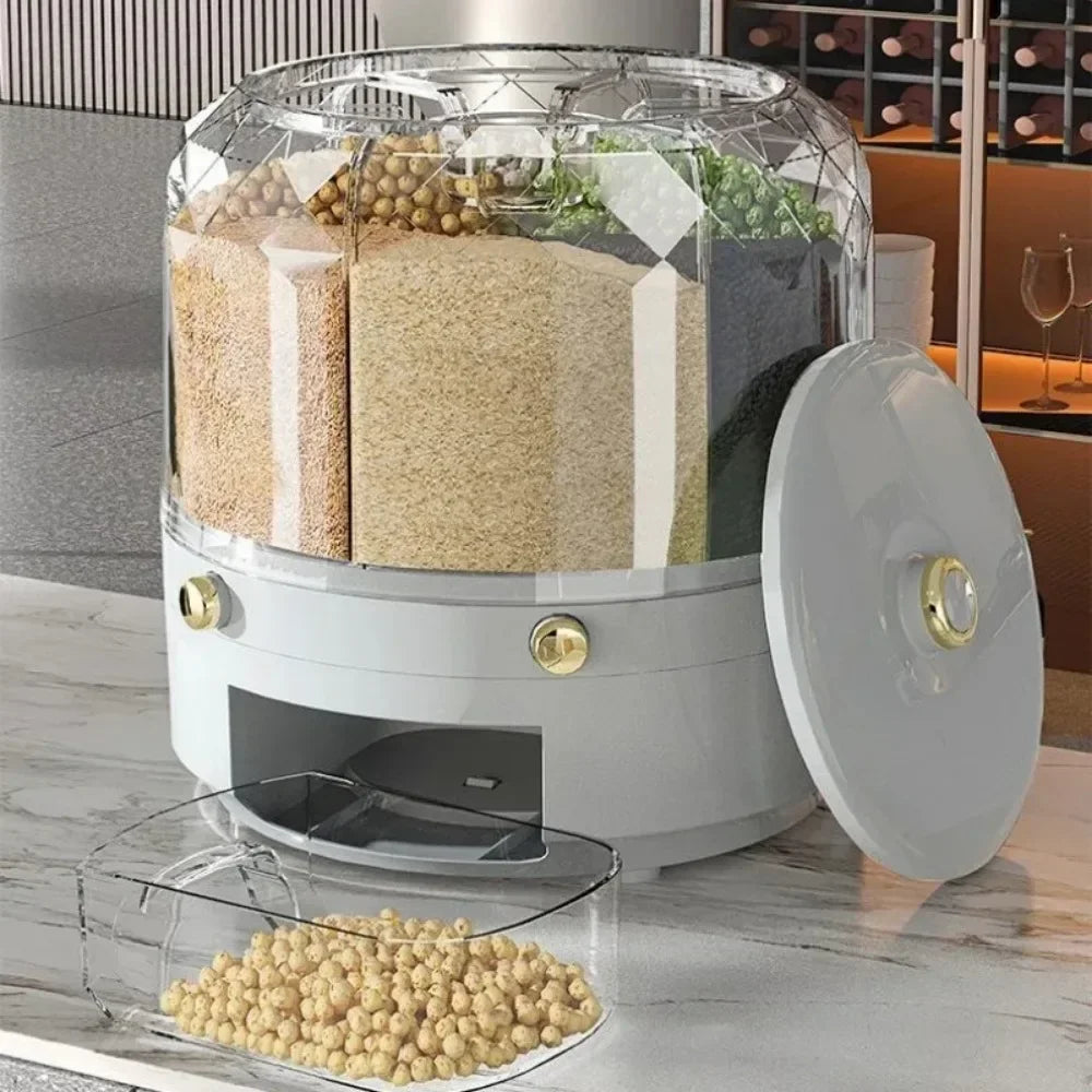 Spinning Kitchen Storage Bin with 6 Locking Sections